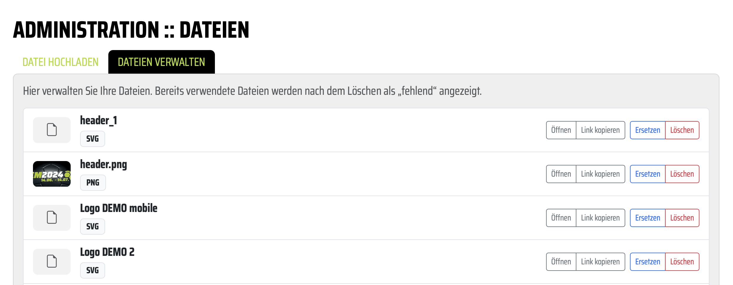 Dateien hochladen und verwalten