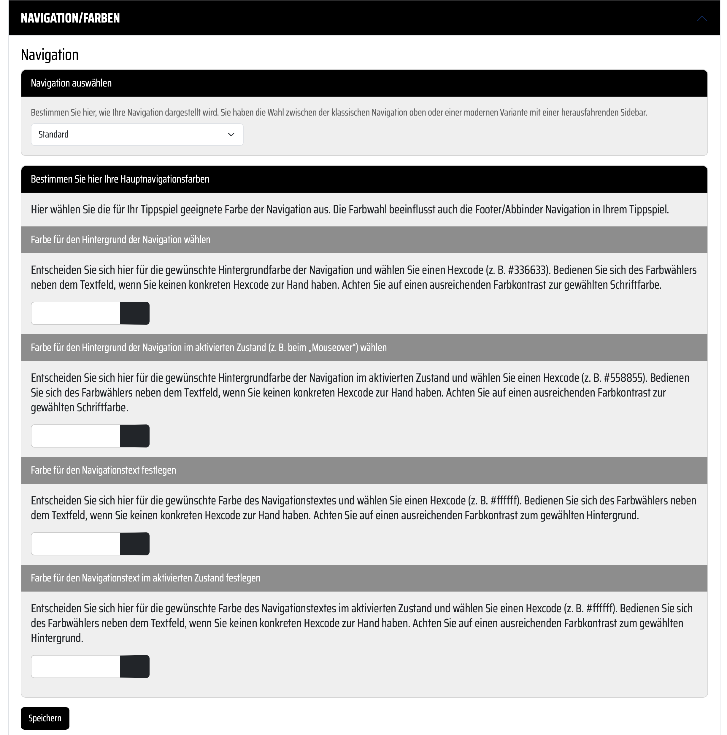 Bereich Erscheinungsbild in der Administration